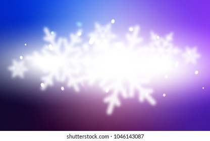 Dark Pink, Blue vector cover with beautiful snowflakes. Blurred decorative design in xmas style with snow. The pattern can be used for year new  websites.