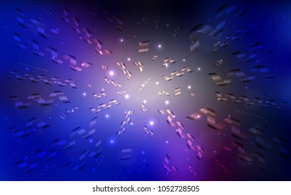 Dark Pink, Blue vector cover with happy holiday ribbons. Modern geometrical abstract illustration with carnival ribbons. The template can be used as a background for postcards.