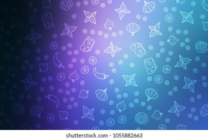 Dark Pink, Blue vector cover with cuisine gourmet. Illustration with set of fresh food in doodle style. Design for ad, poster, banner of cafes or restaurants.