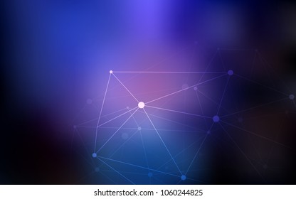 Dark Pink, Blue vector cover with spots, lines. Design with connection of dots and lines on colorful background. Beautiful design for your business advert.