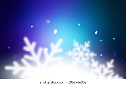 Dark Pink, Blue vector cover with beautiful snowflakes. Decorative shining illustration with snow on abstract template. The pattern can be used for new year ad, booklets.