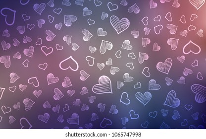 Dark Pink, Blue vector cover with Shining hearts. Decorative shining illustration with hearts on abstract template. Design for ad, poster, banner of Valentine Day.