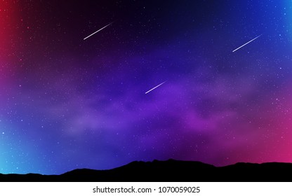 Dark Pink, Blue vector cover with astronomical stars. Shining illustration with sky stars on abstract template. Template for cosmic backgrounds.