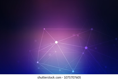 Dark Pink, Blue vector cover with spots, lines. Colorful illustration with circles and lines in futuristic style. Pattern can be used for ads, leaflets.
