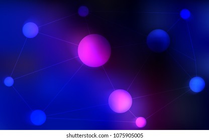 Dark Pink, Blue vector cover with spots, lines. Decorative design in abstract style with triangle structure. Pattern can be used for futuristic ad, booklets.