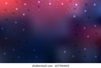 Dark Pink, Blue vector cover with small and big stars. Glitter abstract illustration with colored stars. The pattern can be used for new year ad, booklets.