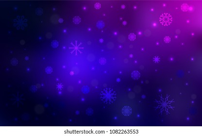 Dark Pink, Blue vector cover with beautiful snowflakes. Blurred decorative design in xmas style with snow. The pattern can be used for new year leaflets.