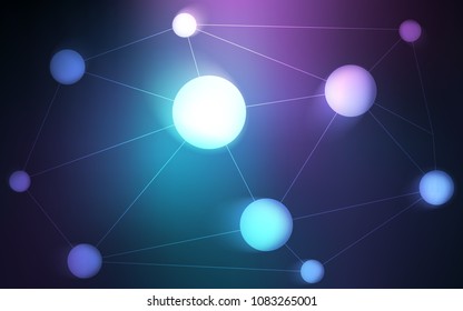 Dark Pink, Blue vector cover with spots, lines. Glitter abstract illustration with connection of triangle structure. Pattern can be used for ads, leaflets.