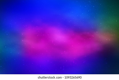 Dark Pink, Blue vector cover with astronomical stars. Shining illustration with sky stars on abstract template. Pattern for astronomy websites.