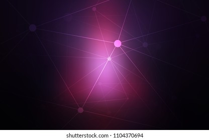 Dark Pink, Blue vector cover with spots, lines. Glitter abstract illustration with connection of triangle structure. Beautiful design for your business advert.