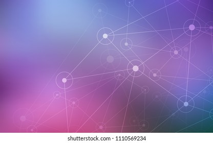 Dark Pink, Blue vector cover with spots, lines. Glitter abstract illustration with connection of triangle structure. New design for ad, poster, banner of your website.