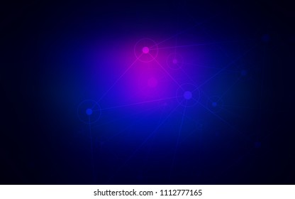 Dark Pink, Blue vector cover with spots, lines. Design with connection of dots and lines on colorful background. Pattern can be used for beautiful websites.