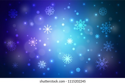 Dark Pink, Blue vector cover with beautiful snowflakes. Shining colored illustration with snow in christmas style. The pattern can be used for new year leaflets.