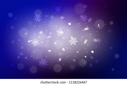 Dark Pink, Blue vector cover with beautiful snowflakes. Modern geometrical abstract illustration with crystals of ice. The pattern can be used for year new  websites.