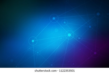 Dark Pink, Blue vector cover with spots, lines. Glitter abstract illustration with connection of triangle structure. Completely new template for your brand book.