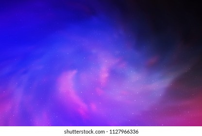 Dark Pink, Blue vector cover with astronomical stars. Shining illustration with sky stars on abstract template. Pattern for astronomy websites.