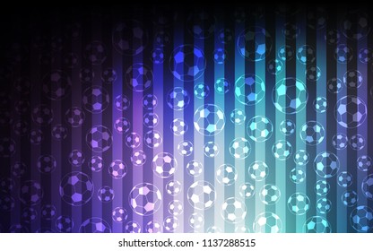 Dark Pink, Blue vector cover with football symbols. Colored illustration with balls on a gradiental backdrop. Design for posters, banners of sports competitions.
