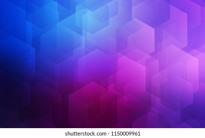 Dark Pink, Blue vector cover with set of hexagons. Illustration with set of colorful hexagons. New template for your brand book.