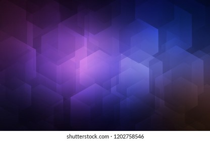 Dark Pink, Blue vector cover with set of hexagons. White background with colorful hexagons. New template for your brand book.