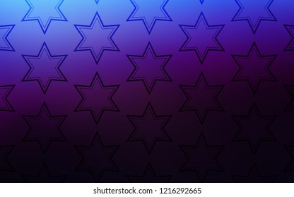 Dark Pink, Blue vector cover with small and big stars. Blurred decorative design in simple style with stars. Smart design for your business advert.