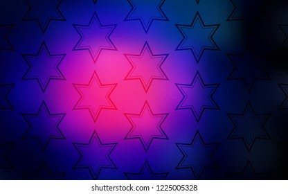 Dark Pink, Blue vector cover with small and big stars. Modern geometrical abstract illustration with stars. Smart design for your business advert.