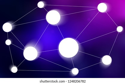 Dark Pink, Blue vector cover with spots, lines. Modern abstract colorful illustration with spheres and lines. Pattern can be used as texture of wallpapers.