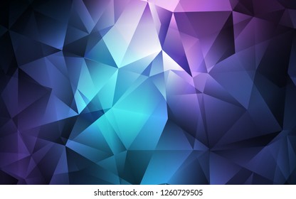 Dark Pink, Blue vector cover in polygonal style. Triangles on abstract background with colorful gradient. Smart design for your business advert.