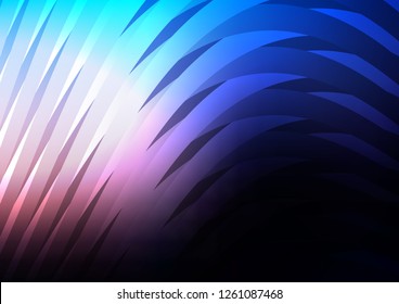 Dark Pink, Blue vector cover with long lines. Lines on blurred abstract background with gradient. The pattern can be used for busines ad, booklets, leaflets