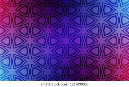 Dark Pink, Blue vector cover with small and big stars. Stars on blurred abstract background with gradient. Best design for your ad, poster, banner.