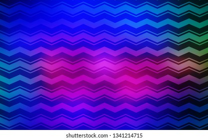 Dark Pink, Blue vector cover with stright stripes. Lines on blurred abstract background with gradient. Template for your beautiful backgrounds.