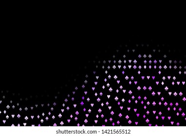 Dark Pink, Blue vector cover with symbols of gamble. Glitter abstract sketch with isolated symbols of playing cards. Pattern for ads of parties, events in Vegas.