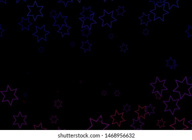 Dark Pink, Blue vector cover with small and big stars. Shining colored illustration with stars. Best design for your ad, poster, banner.
