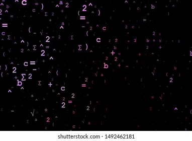 Dark Pink, Blue vector cover with math elements. Abstract illustration with colored algebra signs. Pattern for ads, booklets, leaflets of education.