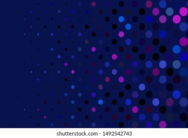 Dark Pink, Blue vector cover with spots. Glitter abstract illustration with blurred drops of rain. Pattern of water, rain drops.