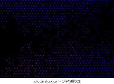 Dark Pink, Blue vector cover with symbols of gamble. Illustration with set of hearts, spades, clubs, diamonds. Pattern for ads of parties, events in Vegas.