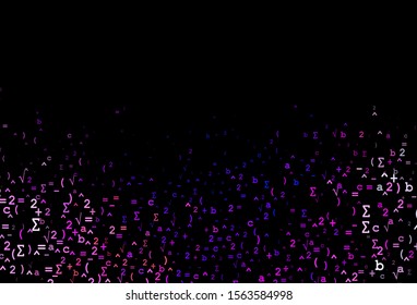 Dark Pink, Blue vector cover with math elements. Blurred design in simple style with collection of numerals. Pattern for ads, poster, banner of books.