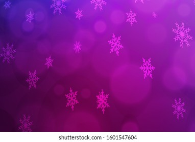 Dark Pink, Blue vector cover with beautiful snowflakes. Modern geometrical abstract illustration with crystals of ice. The template can be used as a new year background.