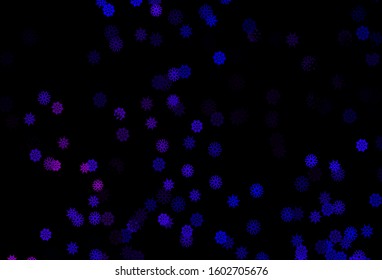 Dark Pink, Blue vector cover with beautiful snowflakes. Snow on blurred abstract background with gradient. The template can be used as a new year background.