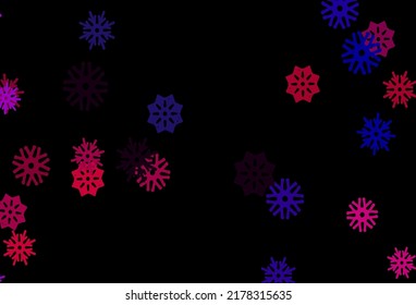 Dark Pink, Blue vector cover with beautiful snowflakes. Glitter abstract illustration with crystals of ice. The pattern can be used for new year ad, booklets.