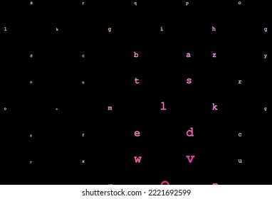 Tapa vectorial azul rosa oscuro con símbolos ingleses. Signos de alfabeto coloreado con degradado sobre fondo blanco. El patrón se puede usar como anuncios, afiches, pancartas para libros.