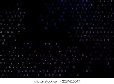 Dark pink, blue vector cover with english symbols. Modern geometrical illustration with ABC english symbols. Smart design for your business advert of university.