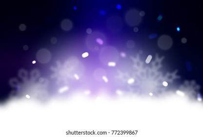 Dark Pink, Blue vector cover with beautiful snowflakes. Snow on blurred abstract background with gradient. New year design for your ad, poster, banner.