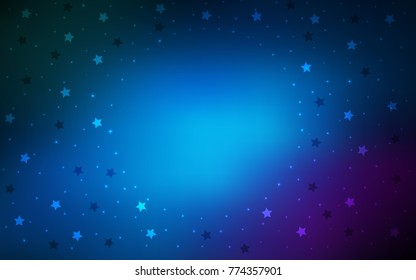 Dark Pink, Blue vector cover with small and big stars. Modern geometrical abstract illustration with stars. The template can be used as a background.