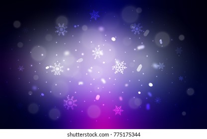 Dark Pink, Blue vector cover with beautiful snowflakes. Decorative shining illustration with snow on abstract template. The pattern can be used for new year leaflets.