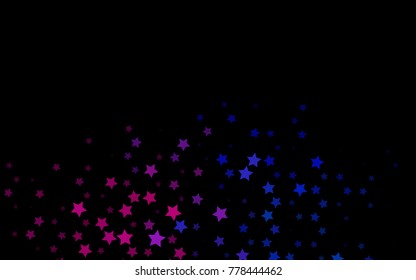 Dark Pink, Blue vector cover with small and big stars. Glitter abstract illustration with colored stars. The pattern can be used for websites.