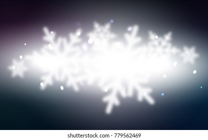 Dark Pink, Blue vector cover with beautiful snowflakes. Snow on blurred abstract background with gradient. The pattern can be used for new year leaflets.
