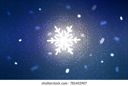 Dark Pink, Blue vector cover with beautiful snowflakes. Modern geometrical abstract illustration with crystals of ice. New year design for your ad, poster, banner.