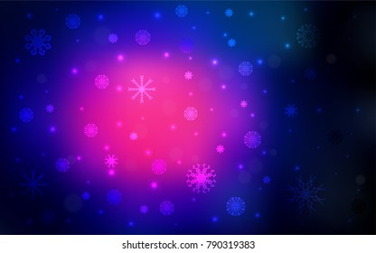 Dark Pink, Blue vector cover with beautiful snowflakes. Shining colored illustration with snow in christmas style. The template can be used as a new year background.