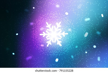 Dark Pink, Blue vector cover with beautiful snowflakes. Blurred decorative design in xmas style with snow. The template can be used as a new year background.