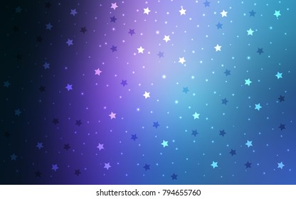 Dark Pink, Blue vector cover with small and big stars. Shining colored illustration with stars. Best design for your ad, poster, banner.